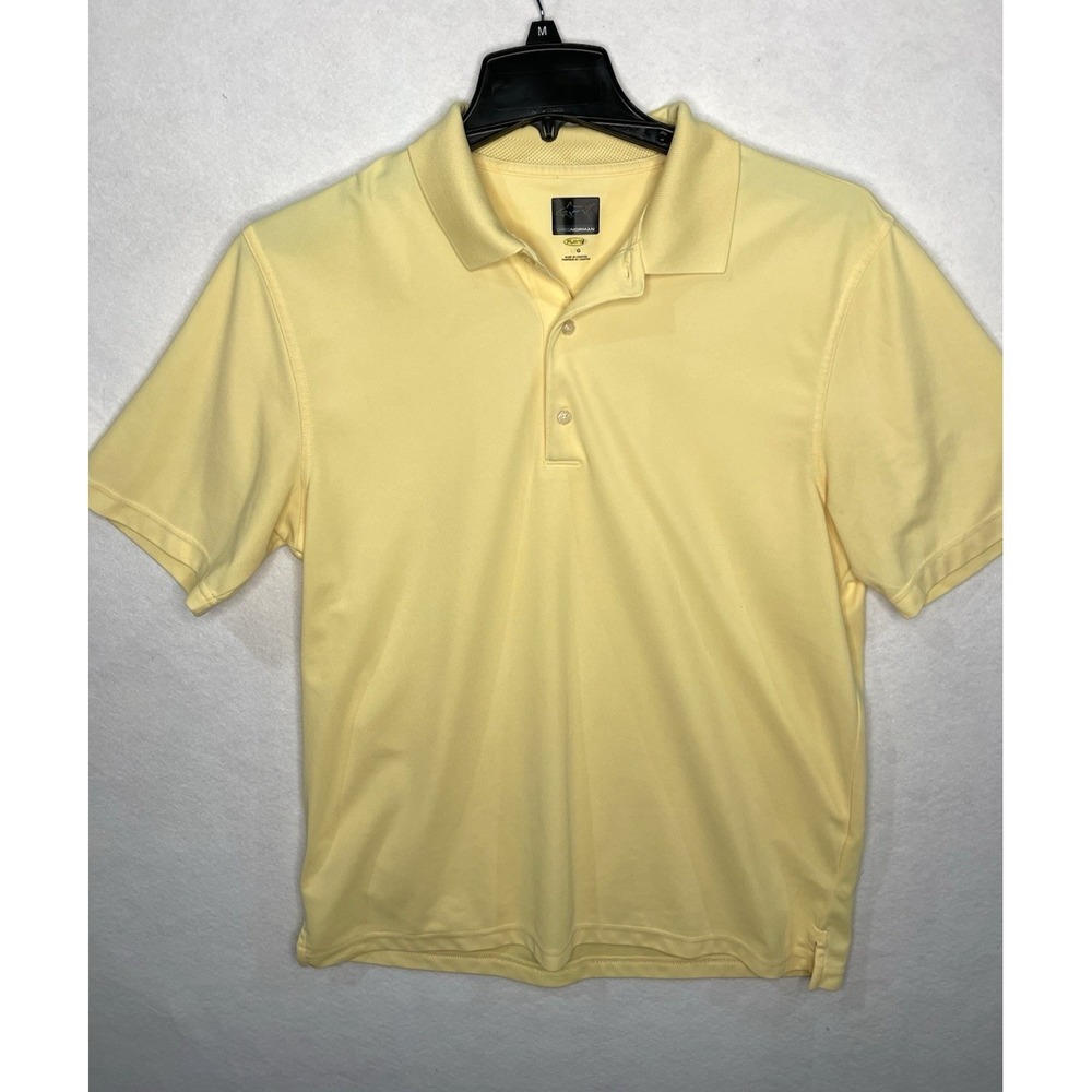 Greg Norman Size Large Play‎ Dry Polo Golf Shirt Yellow Short Sleeve